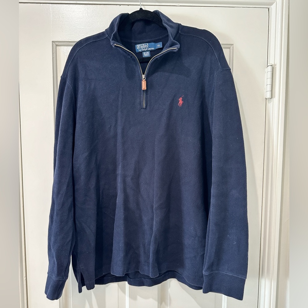 Polo Ralph Lauren men’s black cotton pullover sweater zip up top